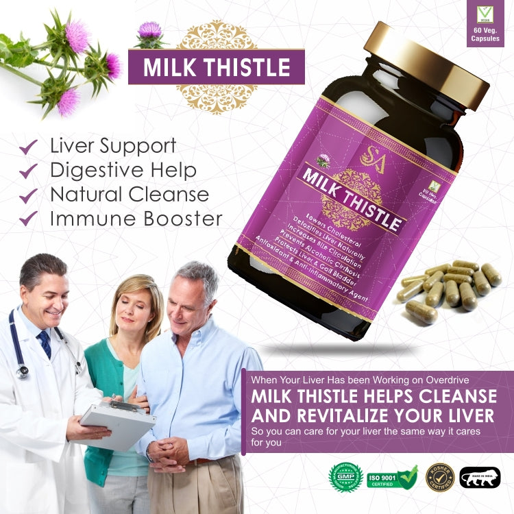 Sire Ayurveda Milk Thistle Capsules | 60 Veg Capsules | For Liver Support & Liver Detox | For both Men & Women