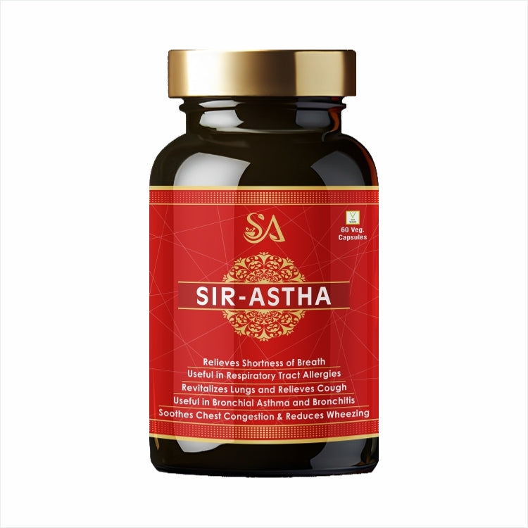 Sire Ayurveda SIR-ASTHA Ayurvedic Capsule, Relief from breath shortness, Congestion, Coughing, Respiratory Disorder,Easy Breathing, Lungs Health & Wellness 60 Capsules