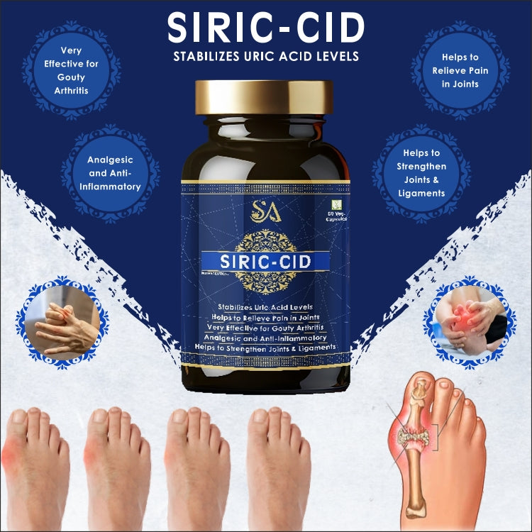 Sire Ayurveda SIRIC-CID(Stabilize uric acid level, Rejuvenates joints, Alleviates joint pains, No Side Effect, Ayurvedic For Healthy and Long Life)