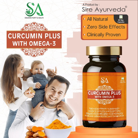 CURCUMIN PLUS WITH OMEGA- 3(Boosts Immunity & Resistance to infection ,Bone &Joint Wellness, Decreasing Workout Post Injuries, Body Detox)