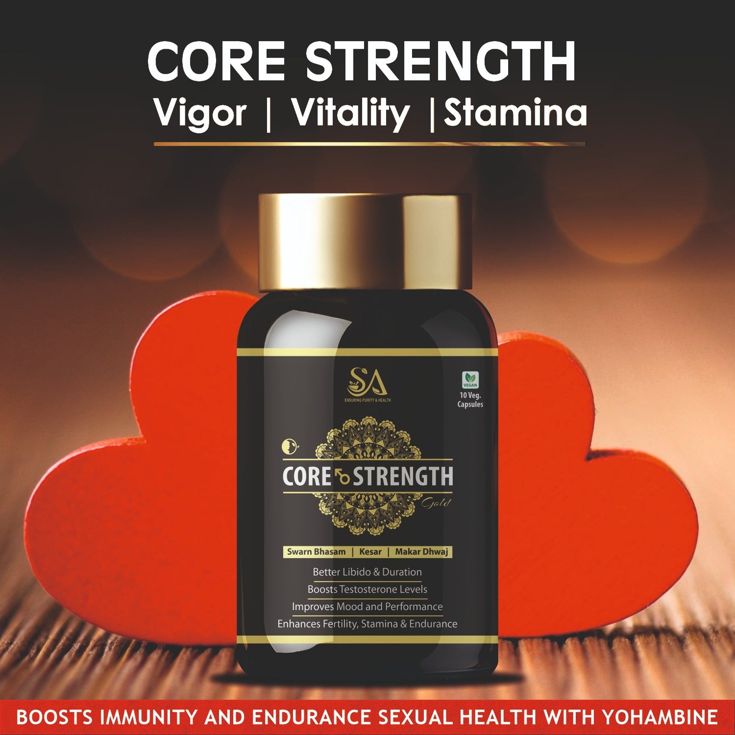 CORE STRENGTH Gold Capsules ( Free Men Massage Oil) 60 Capusles Set