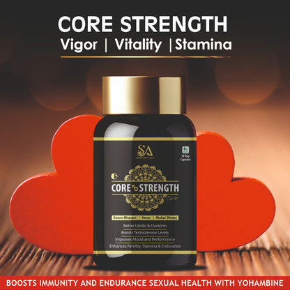 CORE STRENGTH Gold Capsules ( Free Men Massage Oil) 60 Capusles Set