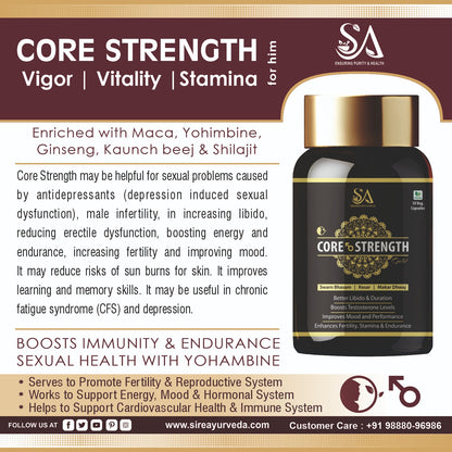 CORE STRENGTH Gold Capsules ( Free Men Massage Oil) 60 Capusles Set