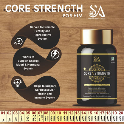 CORE STRENGTH Gold Capsules ( Free Men Massage Oil) 60 Capusles Set