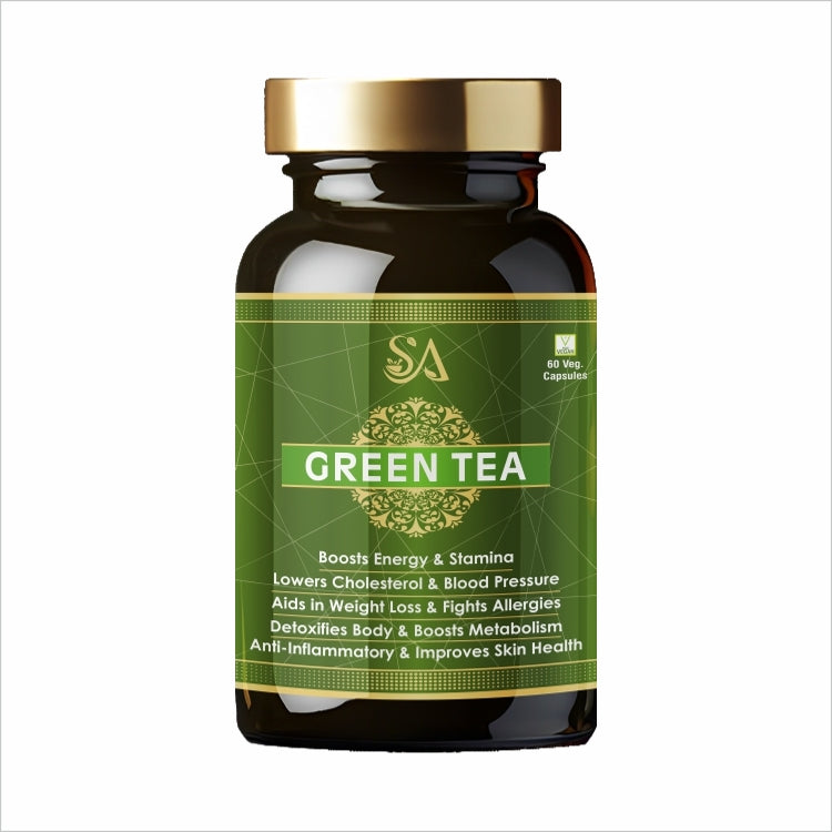 Sire Ayurveda Green Tea Capsules: Metabolism Boost|Weight Loss | Lowers cholesterol | blood pressure| Skin Health -60 Capsules