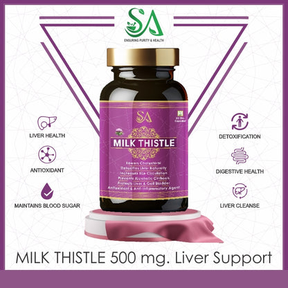 Sire Ayurveda Milk Thistle Capsules | 60 Veg Capsules | For Liver Support & Liver Detox | For both Men & Women