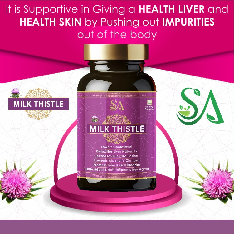 Sire Ayurveda Milk Thistle Capsules | 60 Veg Capsules | For Liver Support & Liver Detox | For both Men & Women