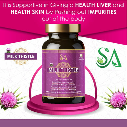 Sire Ayurveda Milk Thistle Capsules | 60 Veg Capsules | For Liver Support & Liver Detox | For both Men & Women