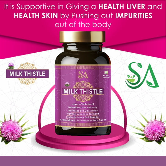 Sire Ayurveda Milk Thistle Capsules | 60 Veg Capsules | For Liver Support & Liver Detox | For both Men & Women