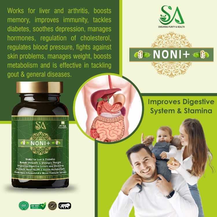 NONI+ Capsules – Ayurvedic Liver Care, Immunity & Diabetes Support (60 Veg Capsules) | Sire Ayurveda