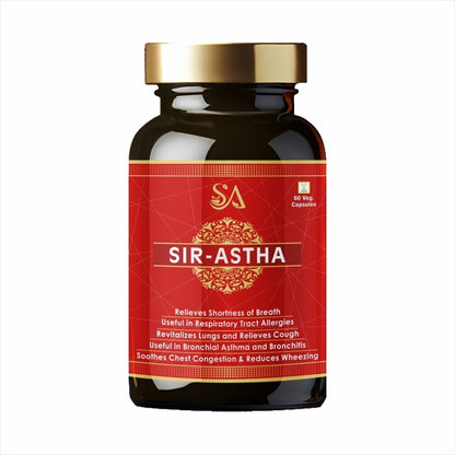 Sire Ayurveda SIR-ASTHA Ayurvedic Capsule, Relief from breath shortness, Congestion, Coughing, Respiratory Disorder,Easy Breathing, Lungs Health & Wellness 60 Capsules