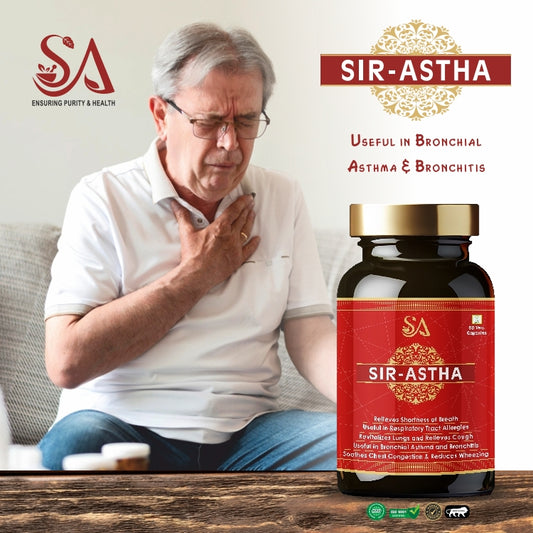Sire Ayurveda SIR-ASTHA Ayurvedic Capsule, Relief from breath shortness, Congestion, Coughing, Respiratory Disorder,Easy Breathing, Lungs Health & Wellness 60 Capsules