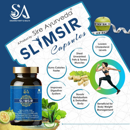 Sire Ayurveda SLIMSIR Beneficial for body weight management, Boost metabolism, Detoxifies body, Unwanted fat, Burns caloriescapsules(60)