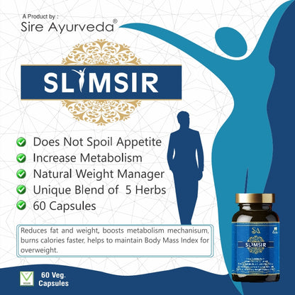 Sire Ayurveda SLIMSIR Beneficial for body weight management, Boost metabolism, Detoxifies body, Unwanted fat, Burns caloriescapsules(60)