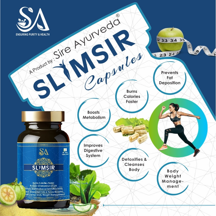 Sire Ayurveda SLIMSIR Beneficial for body weight management, Boost metabolism, Detoxifies body, Unwanted fat, Burns caloriescapsules(60)
