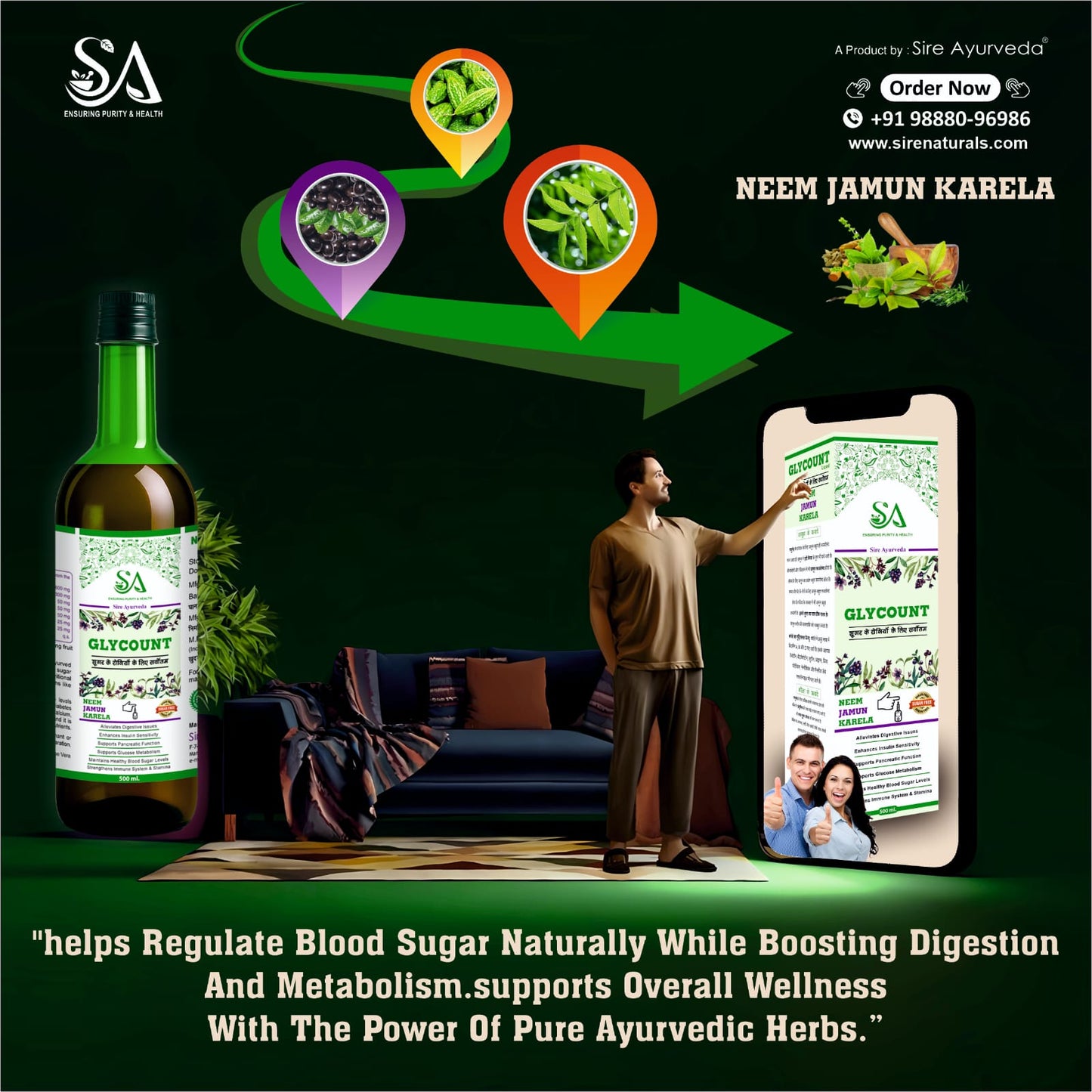 Glycount Syrup – Neem, Jamun & Karela Ayurvedic Sugar Control Tonic (500ml)